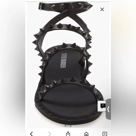 🍄SPRING SALE- firm price 🍄Steve Madden Black Studded Gladiator Flats - Picture 5 of 16